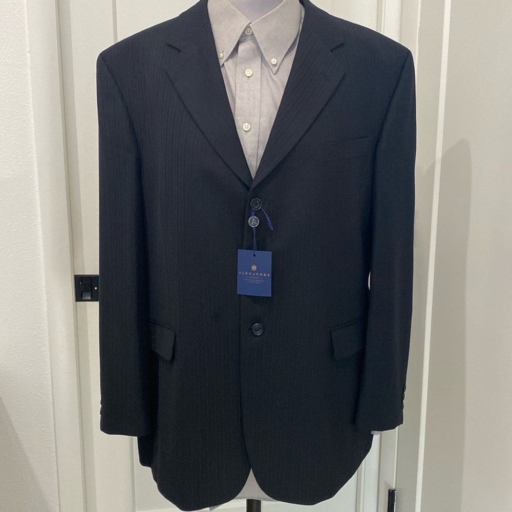 NWT Alexandre London Pure Wool Navy Blazer / Sports Coat |Size 46 Regular - Picture 3 of 15